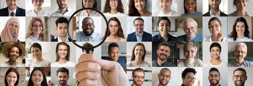 Male,Employer,Holding,Magnifier,In,Hand,Finding,Unique,Talent,African