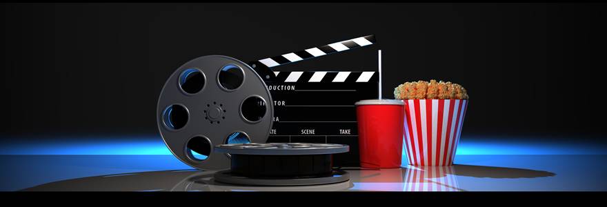 Movie,Industry,Clapperboard,And,Film,Reel.,3d,Rendering.