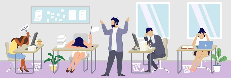 Professional,Burnout,Syndrome,Concept,Vector,Flat,Illustration.,Boss,With,His