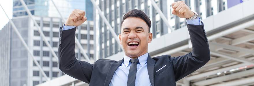 Asian,Businessman,In,The,Posture,Of,Extremely,Happy,From,Business