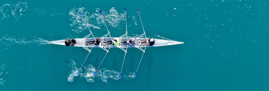 Aerial,Drone,Top,Down,Photo,Of,Sport,Canoe,Operated,By