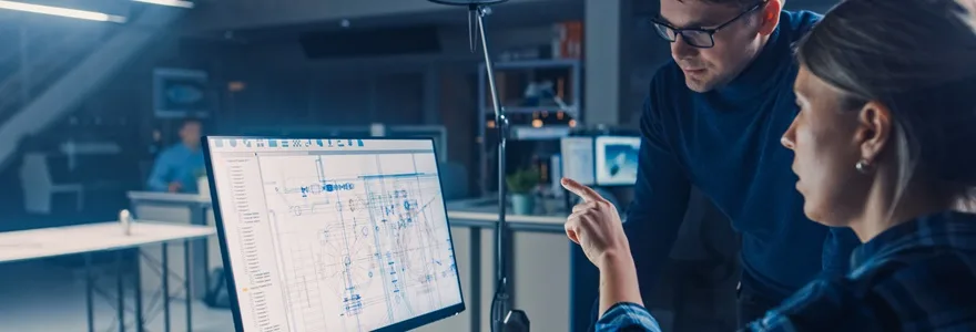 Engineer,Working,On,Desktop,Computer,,Screen,Showing,Cad,Software,With