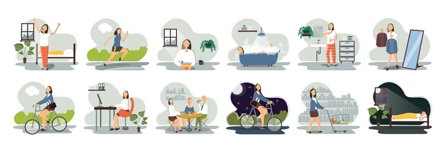 Set,Of,Everyday,Leisure,And,Work,Activities,Performing,By,Young
