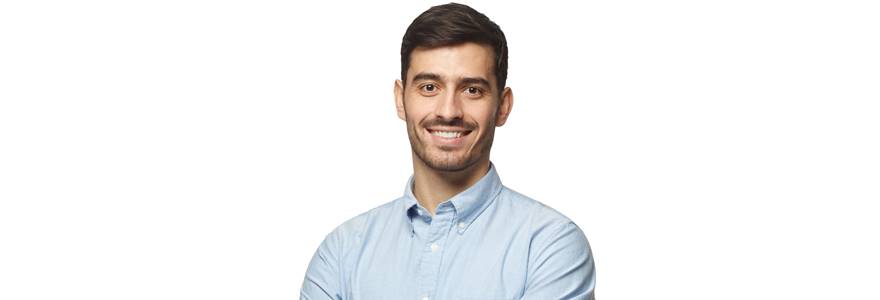 Handsome,Smiling,Business,Man,In,Blue,Shirt,Standing,With,Crossed