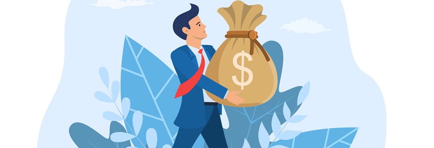 Businessman,Holding,Large,Bag,Full,Of,Money.,Businessman,With,Big